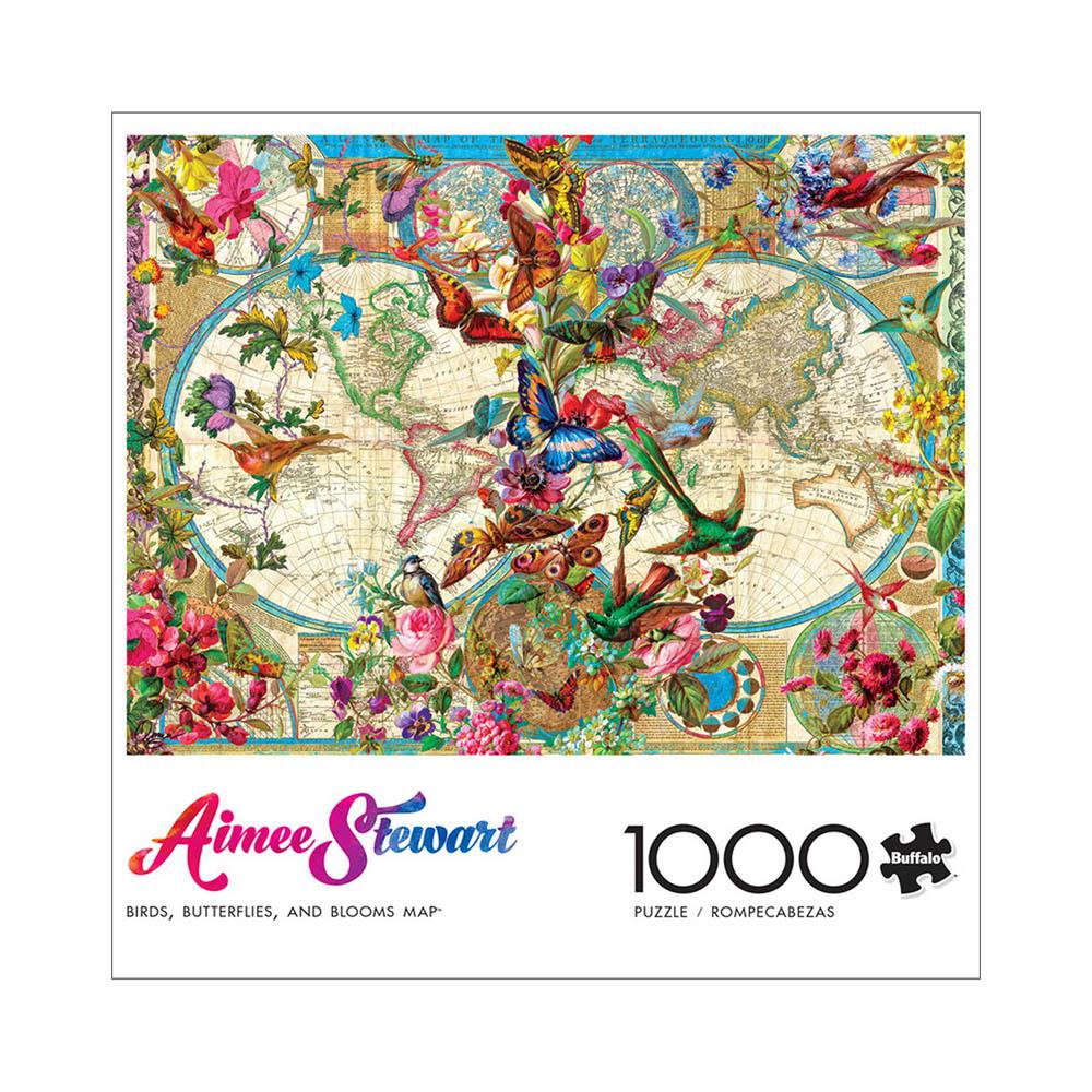 Buffalo 1000pc Puzzle - Aimee Stewart - Birds, Butterflies, and Blooms Map-TCG Nerd