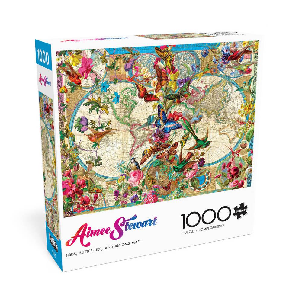 Buffalo 1000pc Puzzle - Aimee Stewart - Birds, Butterflies, and Blooms Map-TCG Nerd