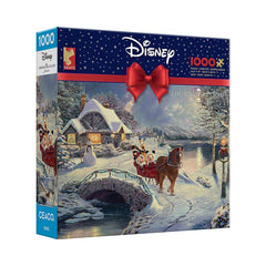 Ceaco 1000pc Puzzle - Disney Thomas Kinkade - Mickey and Minnie Evening Sleigh Ride-TCG Nerd