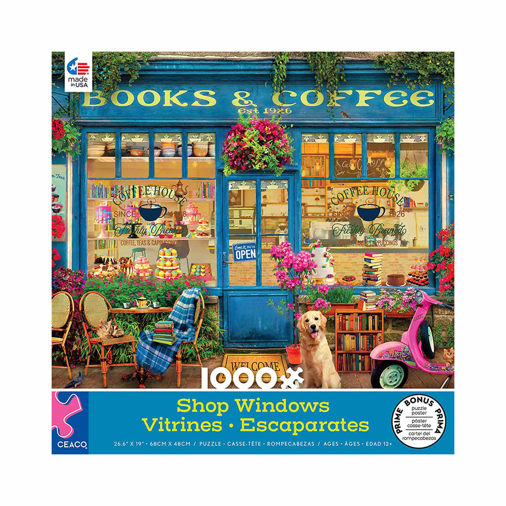 Ceaco 1000pc Puzzle - Shop Windows - Books and Coffee-TCG Nerd