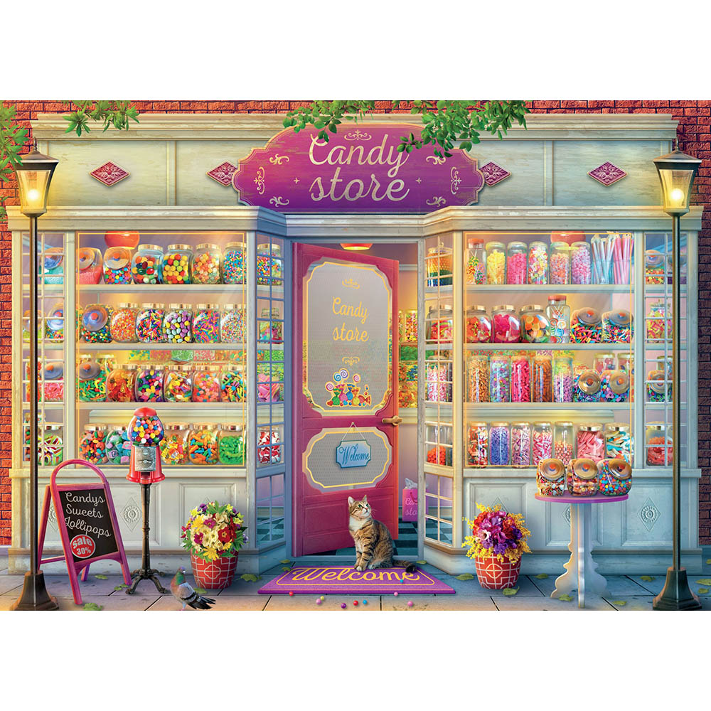 Ceaco 1000pc Puzzle - Shop Windows - Candy Store-TCG Nerd