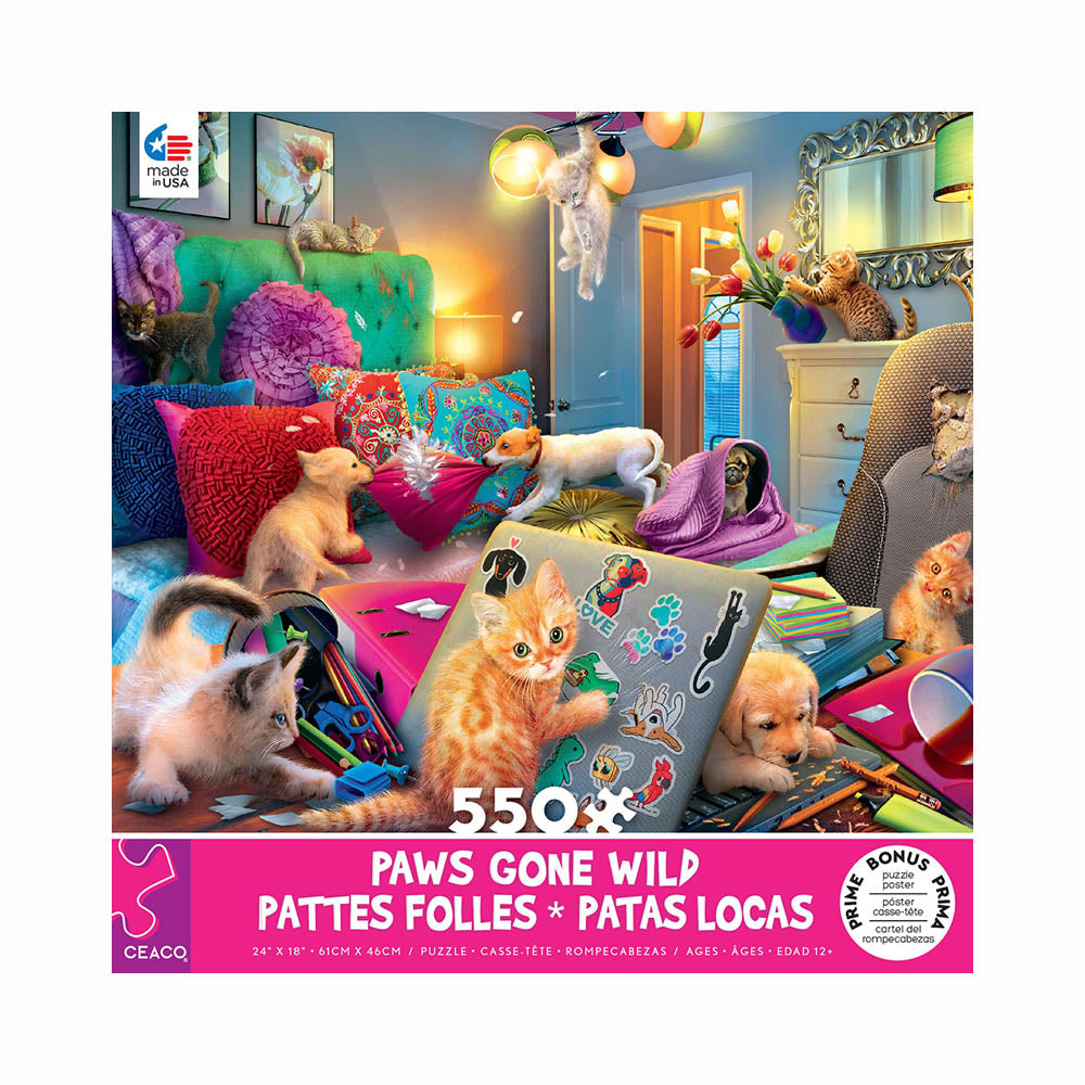 Ceaco 550pc Puzzle - Paws Gone Wild - Slumber Party-TCG Nerd